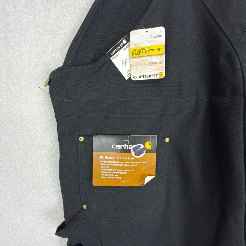 Carhartt‎ Arctic Quilt Lined Bibs Overalls Mens 46x30 R03 BLK Black NWT NOS